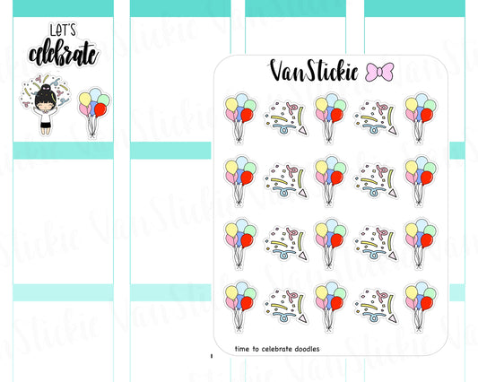 VSD 035| Doodle Set - Time to Celebrate Planner Stickers