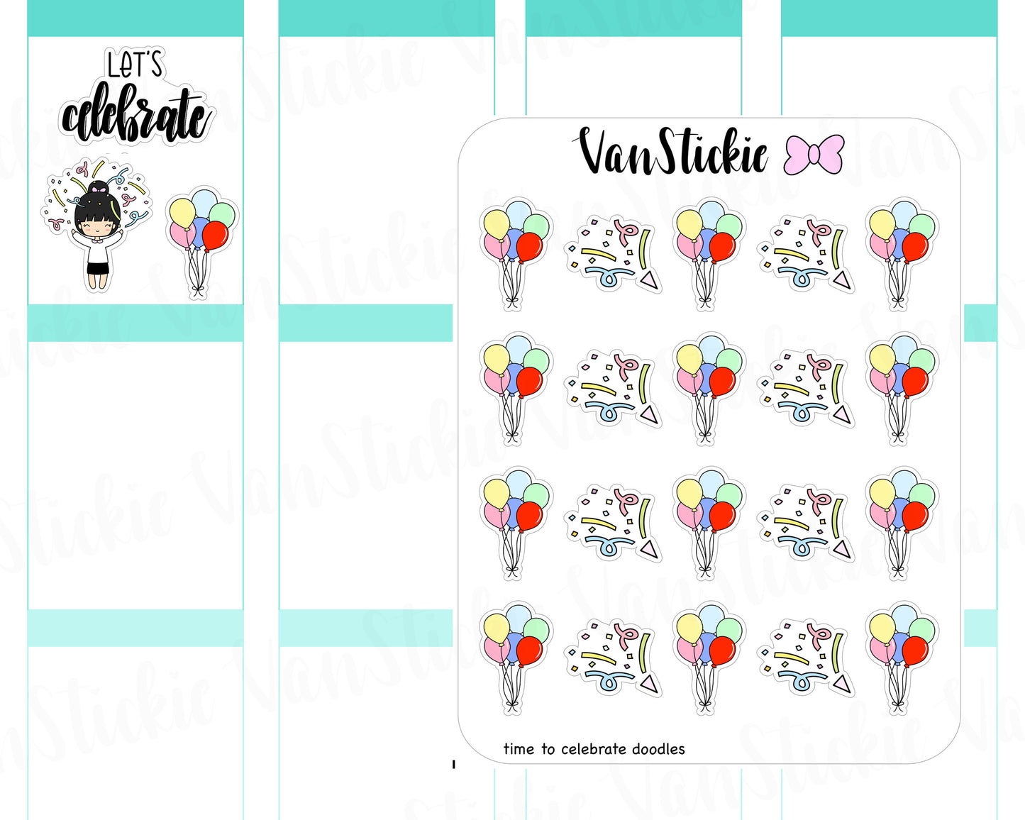 VSD 035| Doodle Set - Time to Celebrate Planner Stickers