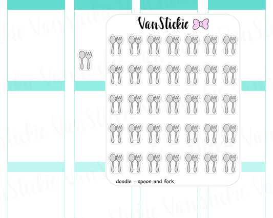 VSD 041| Doodle - Fork & Spoon Planner Stickers