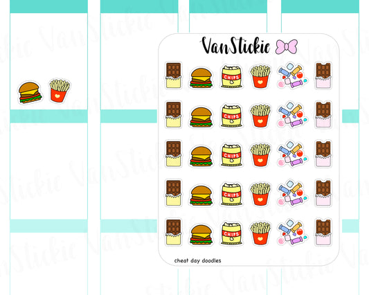 VSD 038| Doodle Set - Cheat Day Planner Stickers