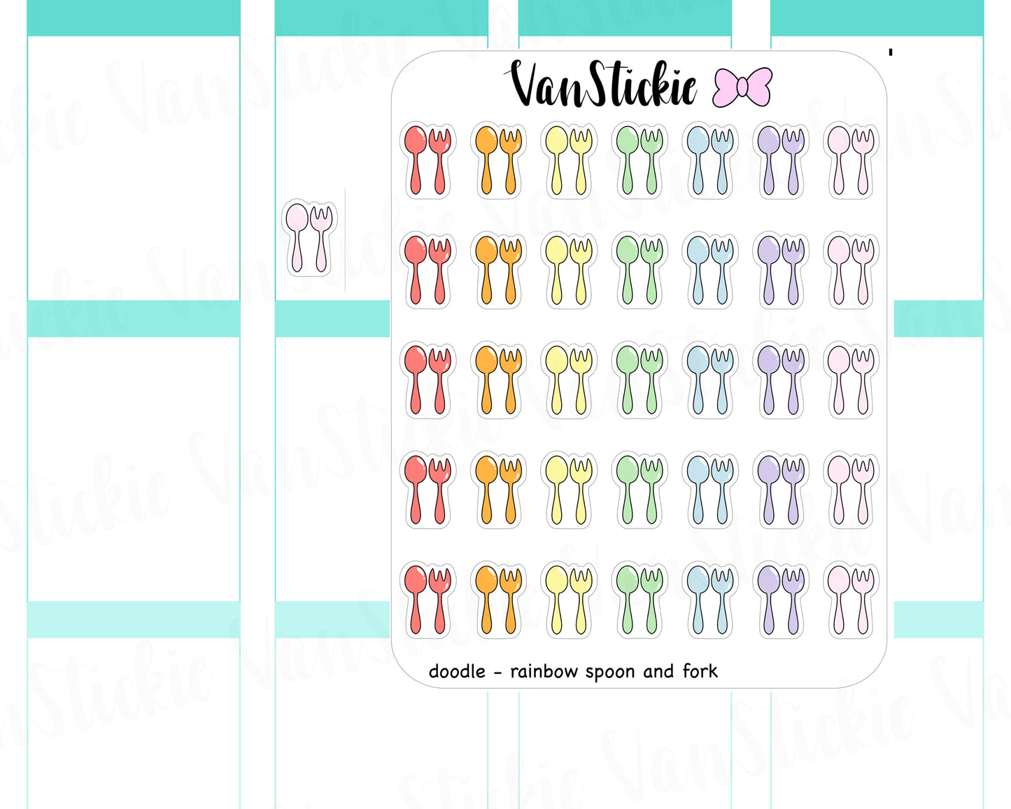 VSD 042| Doodle - Rainbow Fork & Spoon Planner Stickers