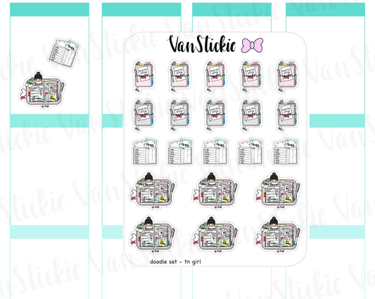 VSD 048| Doodle Set - TN girl Planner Stickers | VSD 048