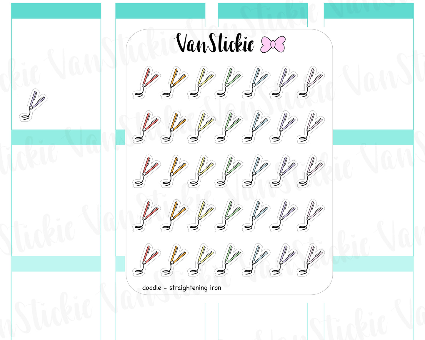 VSD 056| Doodle - Hair Straightener Planner Sticker