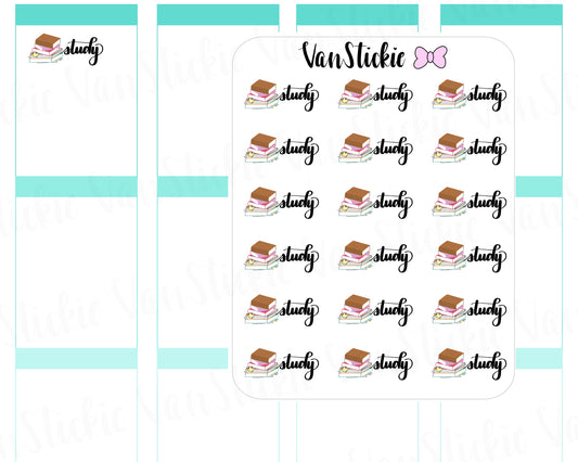W038|Script and Icon Planner Stickers - Study