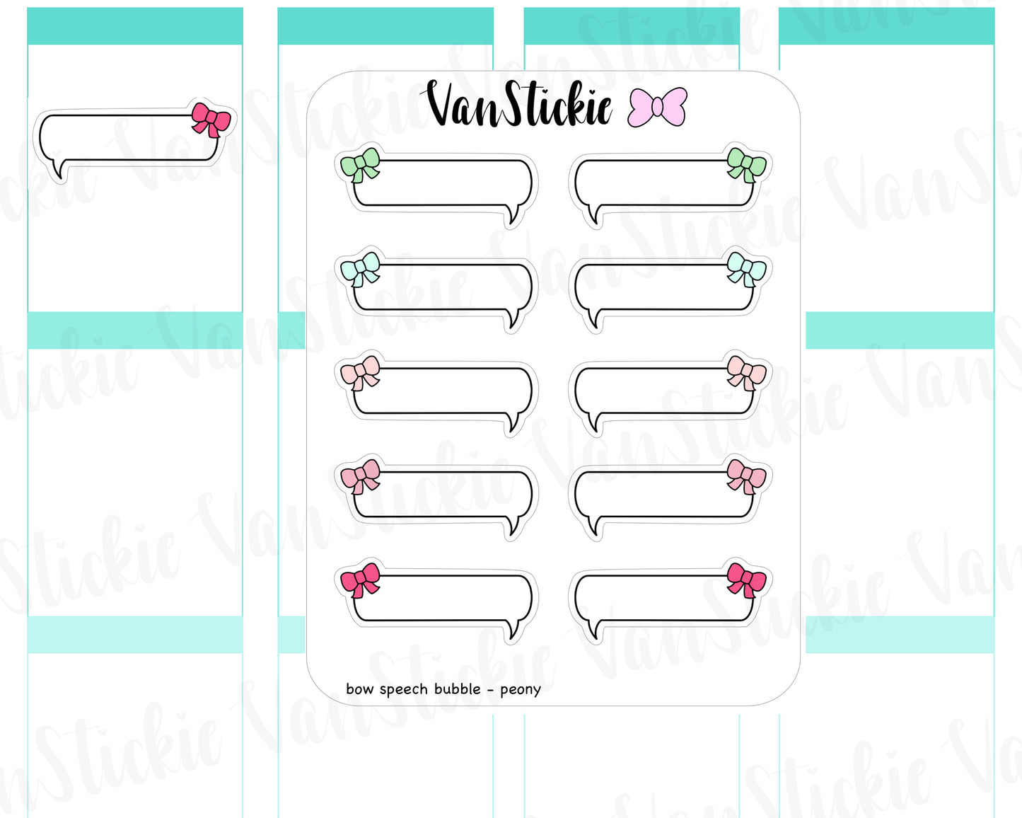 F005 - Bow Speech Bubble Planner Stickers (set of 5)