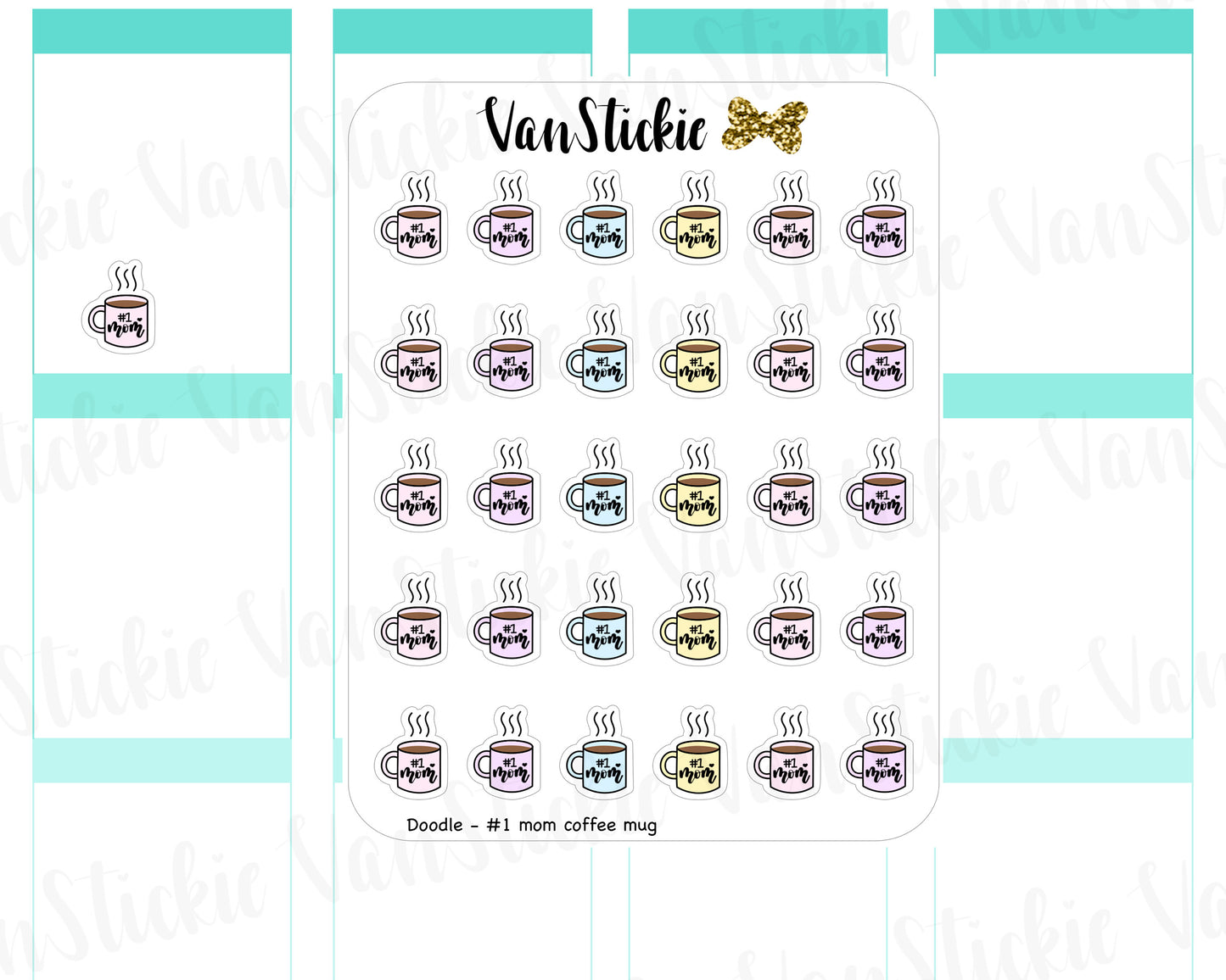 VSD 060| Doodle - #1 Mom coffee mug Planner Sticker