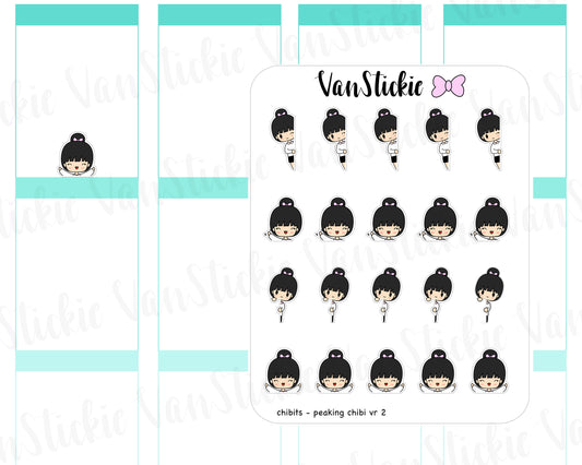 FC012 - Peeking Chibi vr 2 Planner Stickers