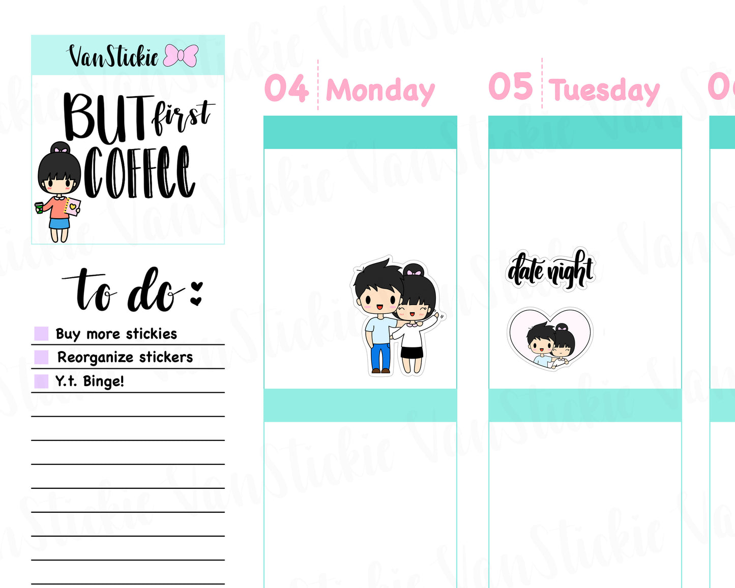 VSS 050 | Chibits Set - Chibi Couple/Date night Planner Stickers