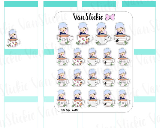VSO 004 | Tea Cup - Ombre Haired Chibit Planner Stickers