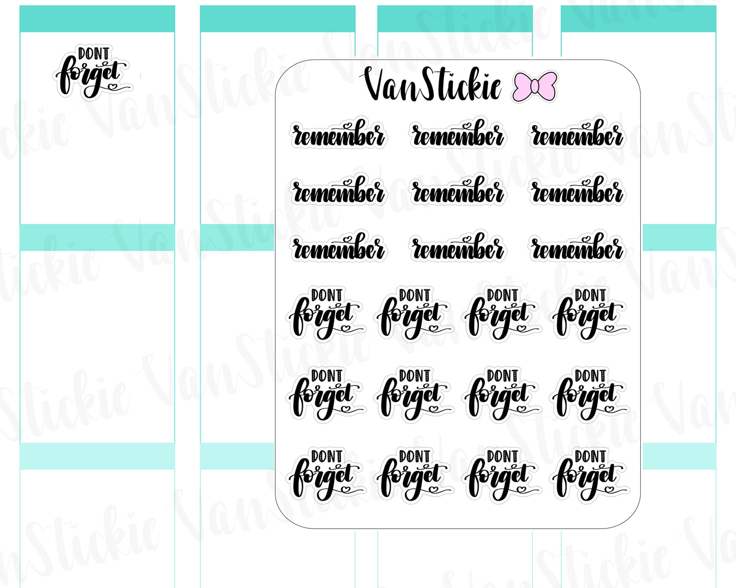 W048| Hand Lettering Stickers - Don't forget/remember