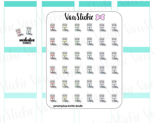 VSD 066| Rainbow Prescription Bottle Doodle Stickers