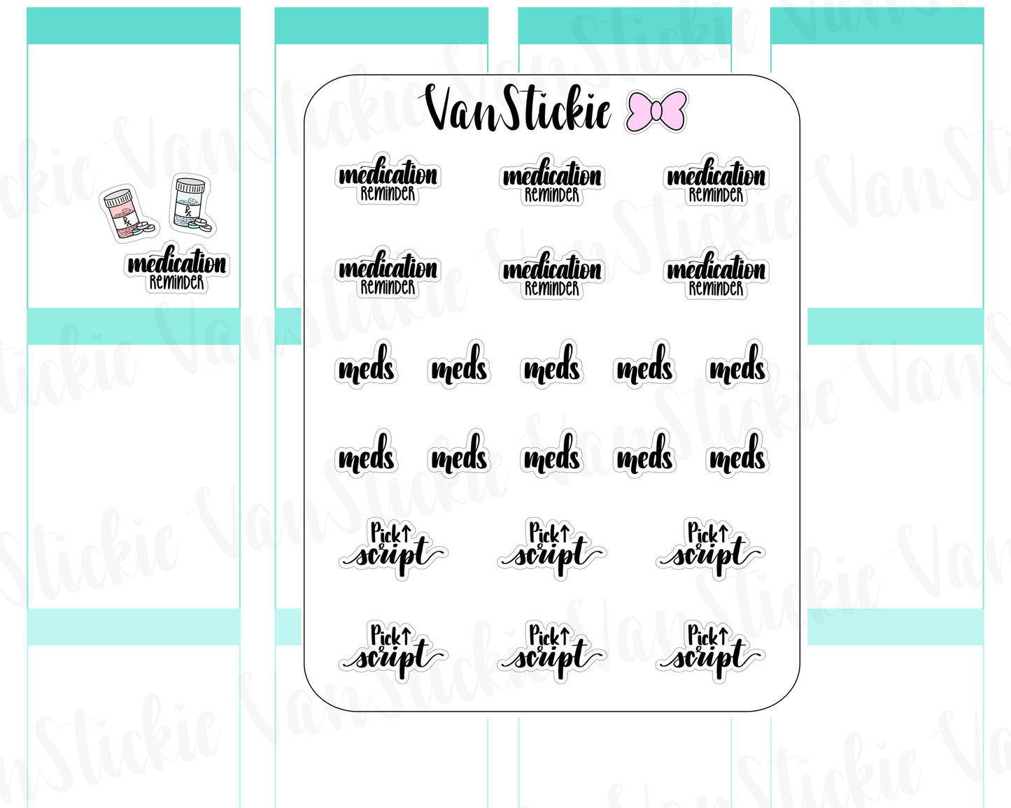 W046| Hand Lettering Stickers - Medication