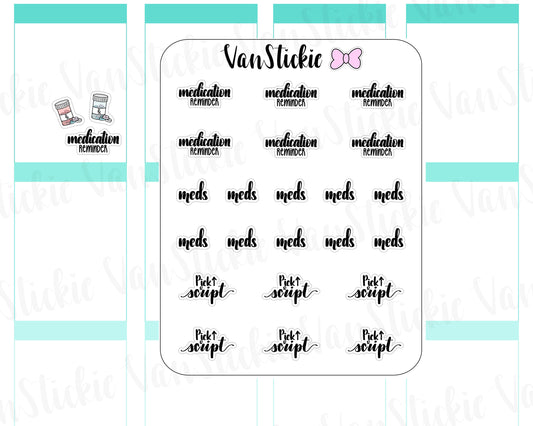 W046| Hand Lettering Stickers - Medication