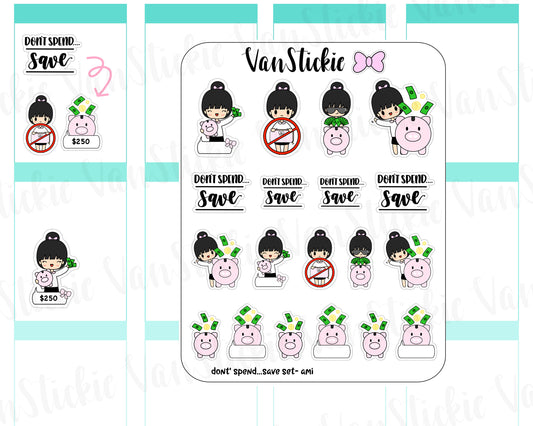 VSS 052 | Chibits Set - Don't spend...Save Chibit Set Planner Stickers