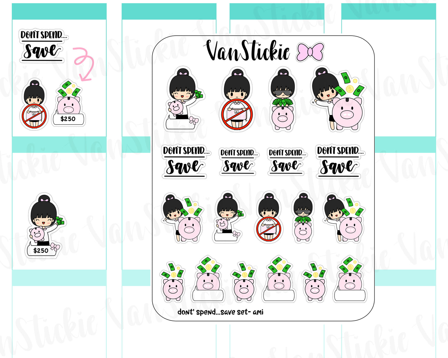 VSS 052 | Chibits Set - Don't spend...Save Chibit Set Planner Stickers