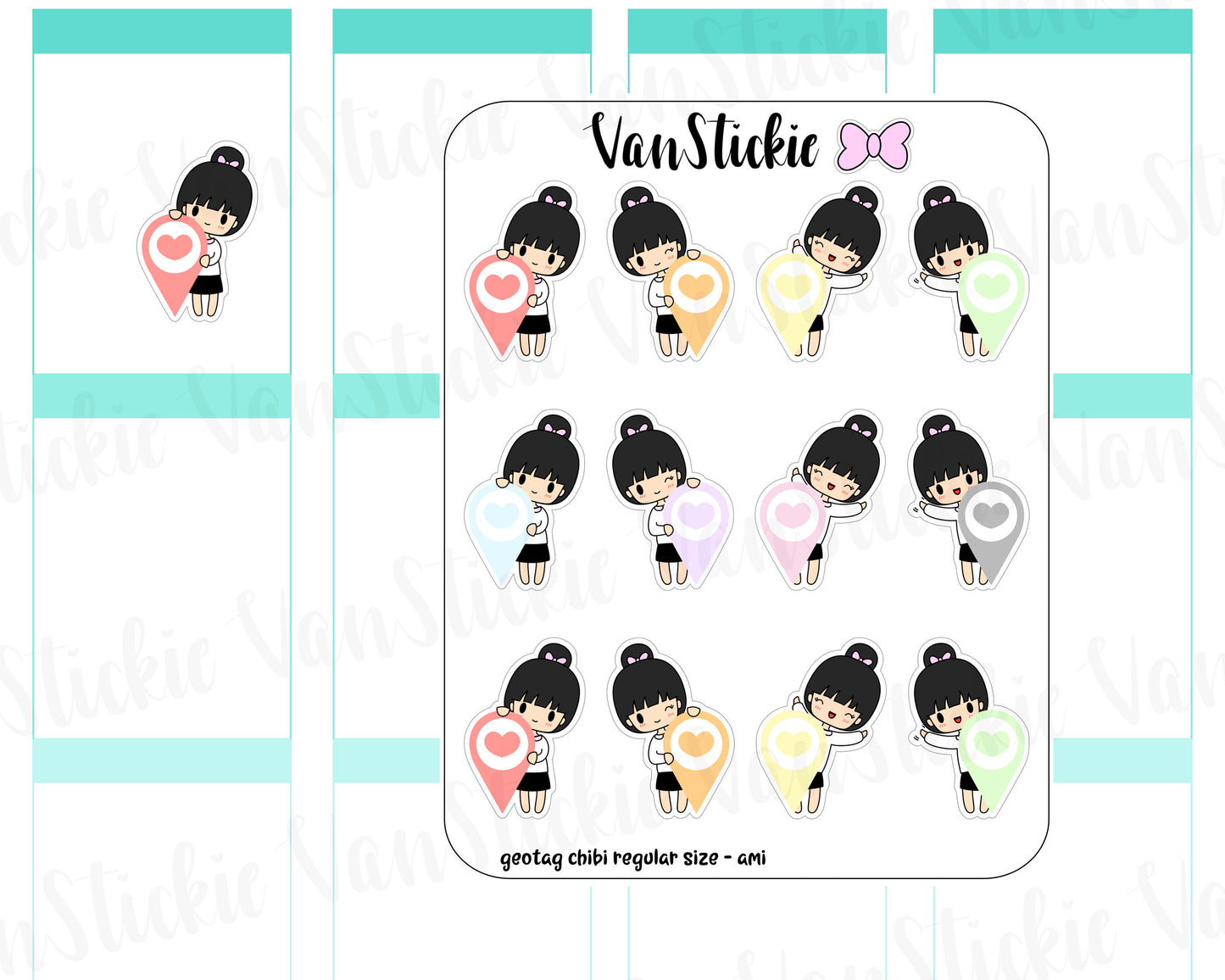 VSC 075 | Chibi - Regular Size Chibi with geotag Planner Stickers