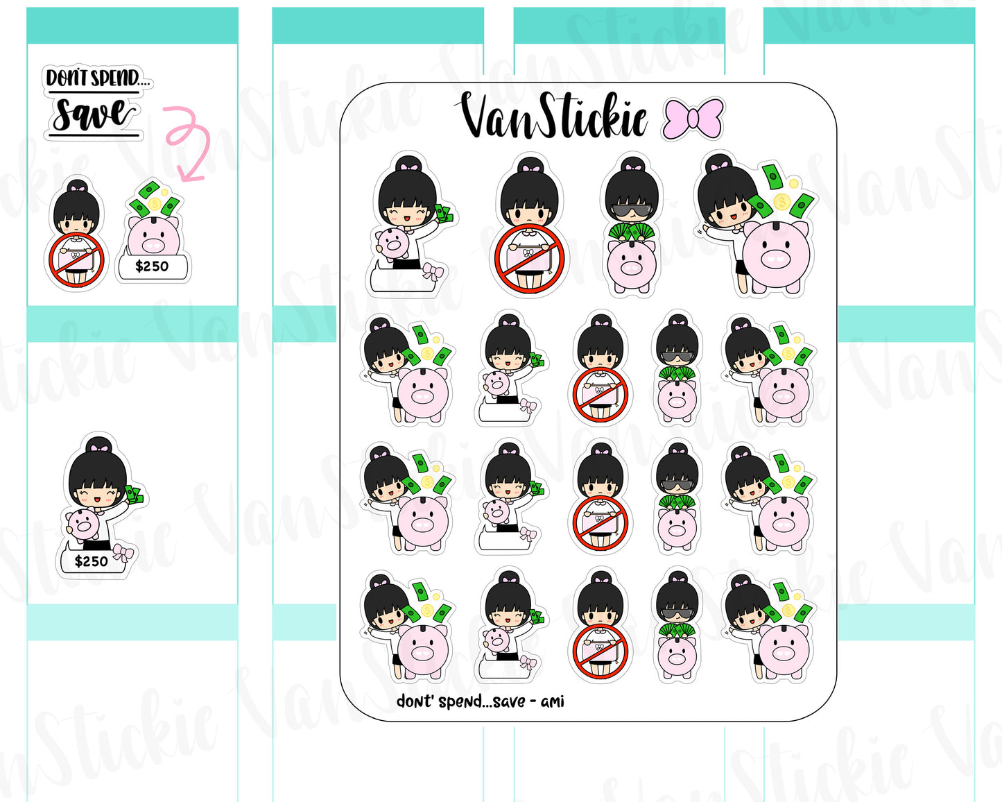 VSC 074 | Chibi - Don't spend...Save Chibit Planner Stickers