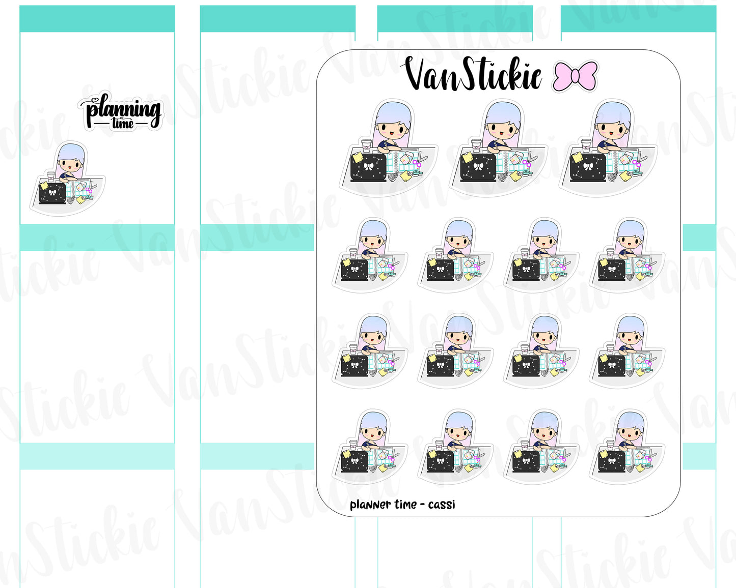 VSO 006 | Planner Time - Ombre Haired Chibit Planner Stickers
