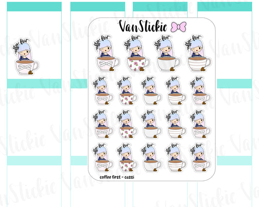 VSO 001 | Coffee First - Ombre Haired Chibit Planner Stickers