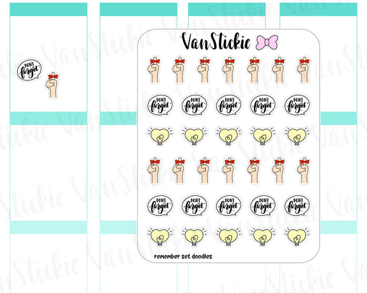 VSD 068| Doodle - remember set Planner Stickers