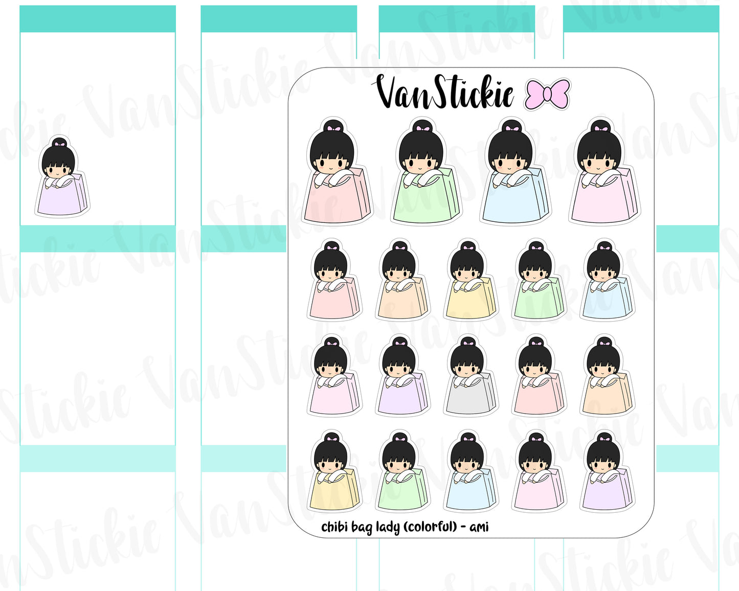 VSC 084 | Chibit - bag lady Planner Stickers