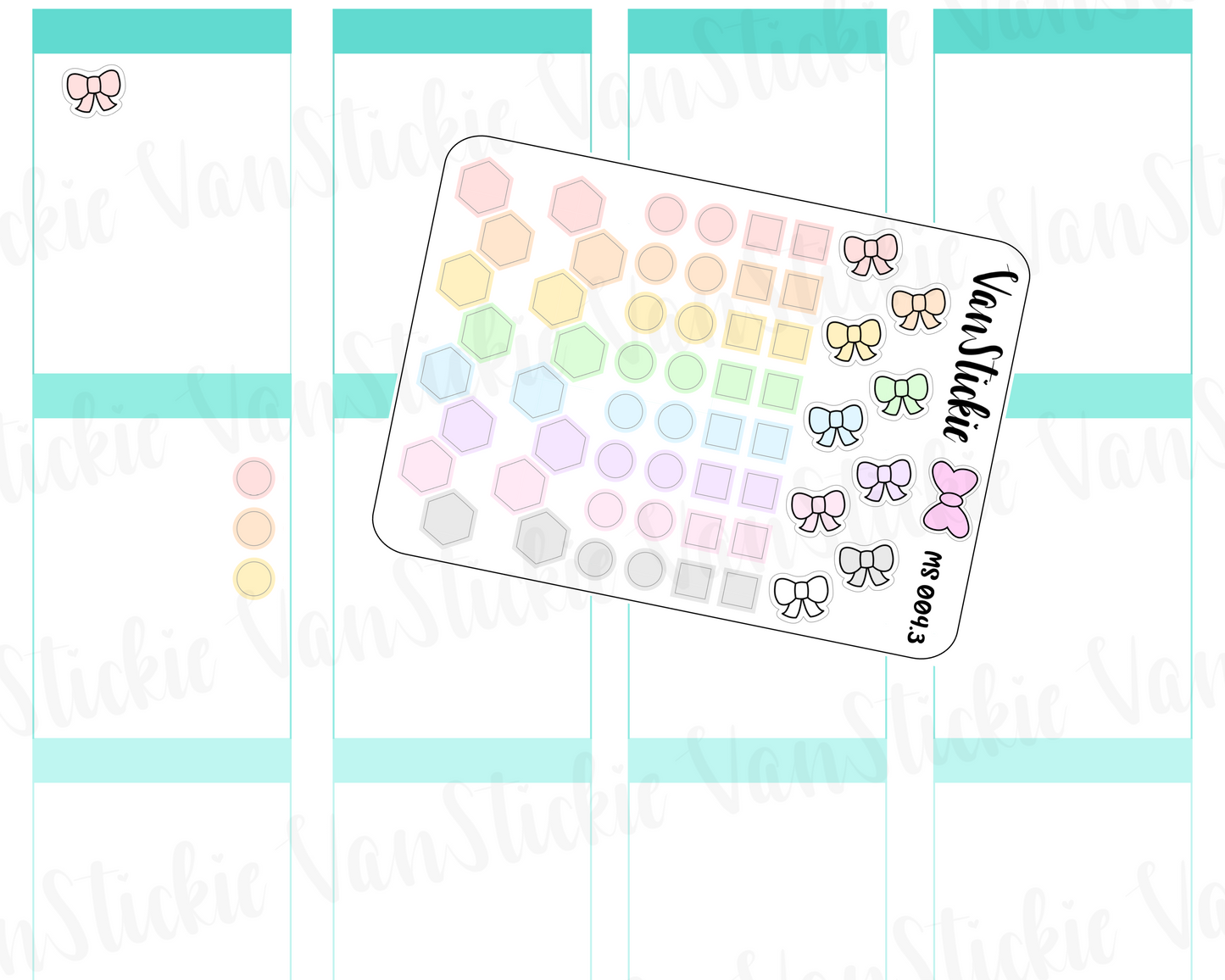 MSC 004.3| Mini sheet - rainbow dots/hexs/squares/bows