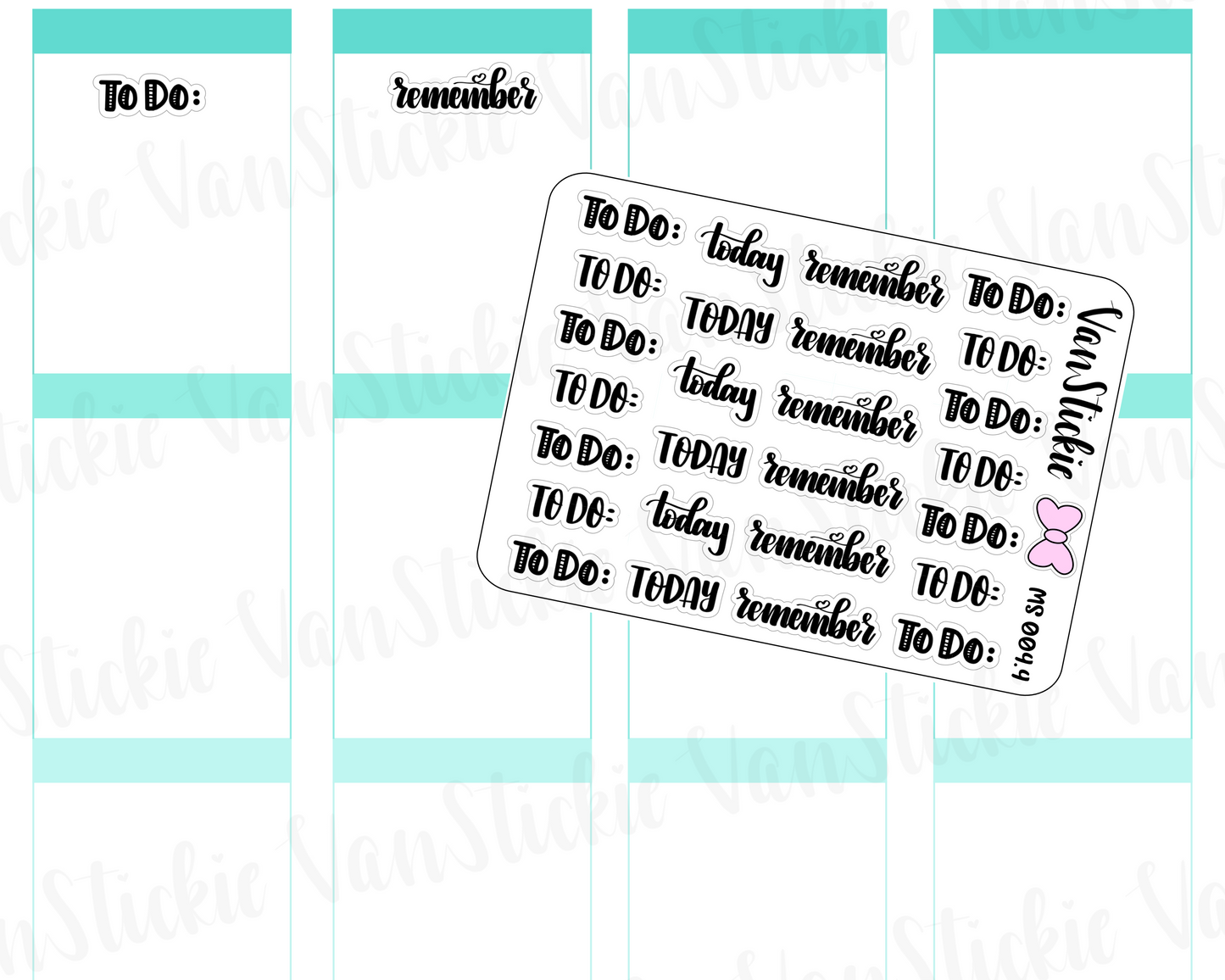 MSC 004.4| Mini sheet - hand lettering "to do"/"today"/"remember"