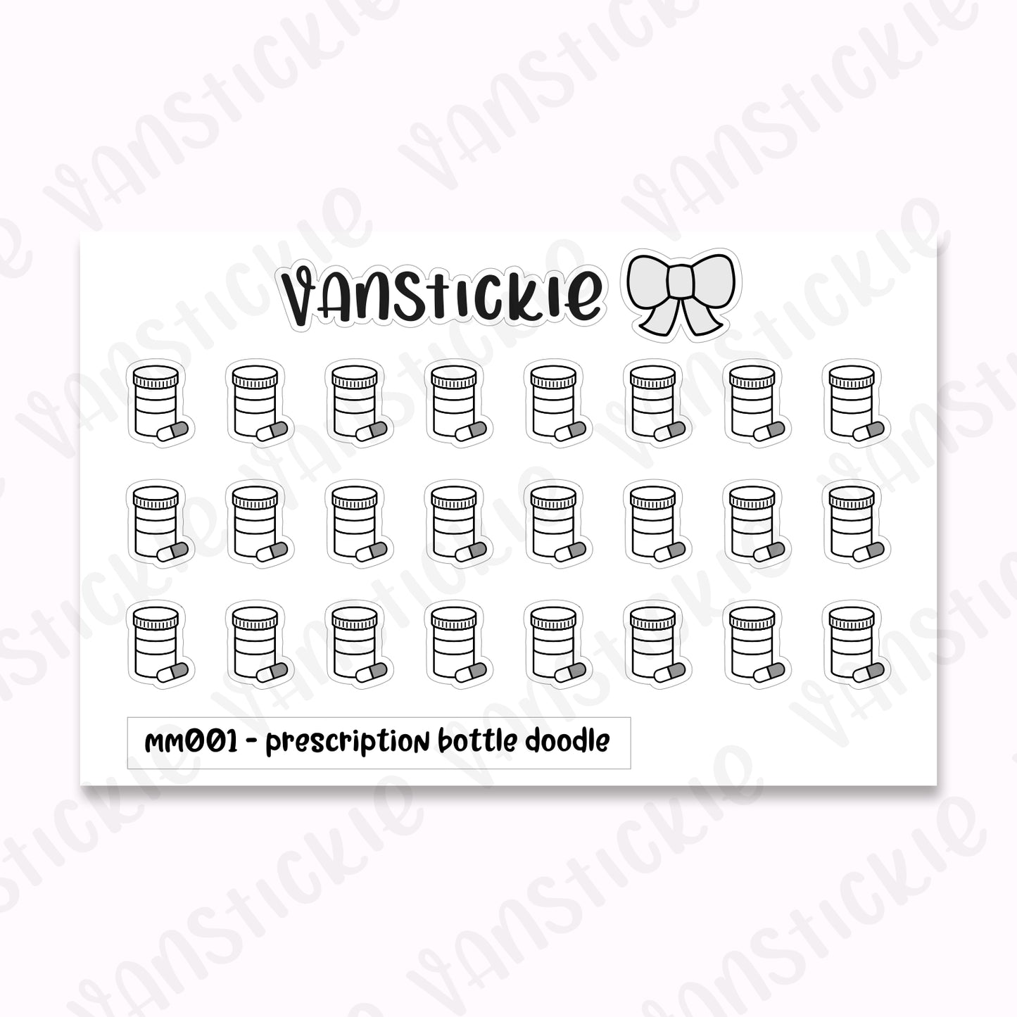 MM001 - prescription bottle mini minimalist doodle